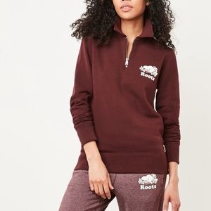 ROOTS✨Quarter Zip Sweater Maroon